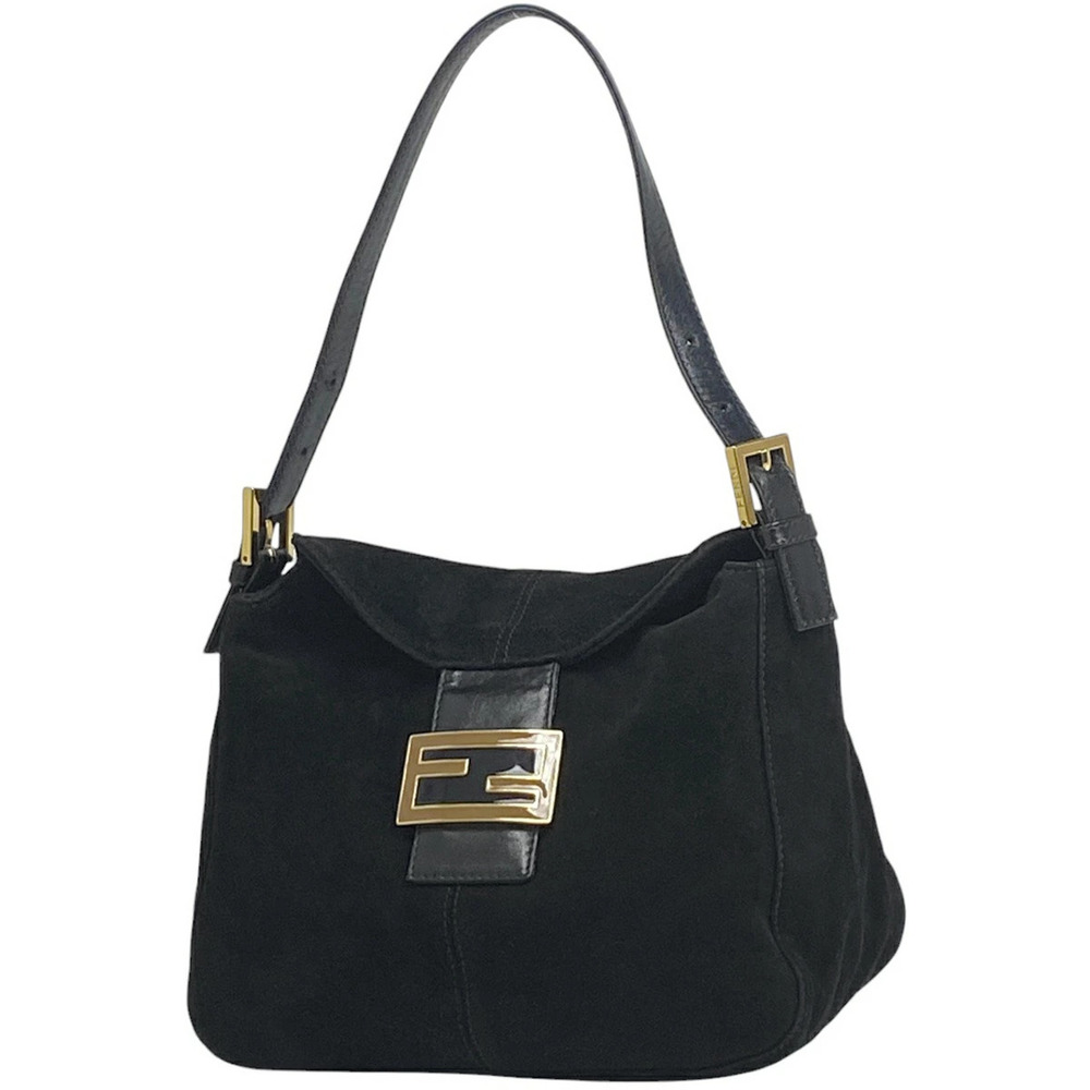 Fendi logo shoulder bag all over handbag One Shoulder Hobo suede black